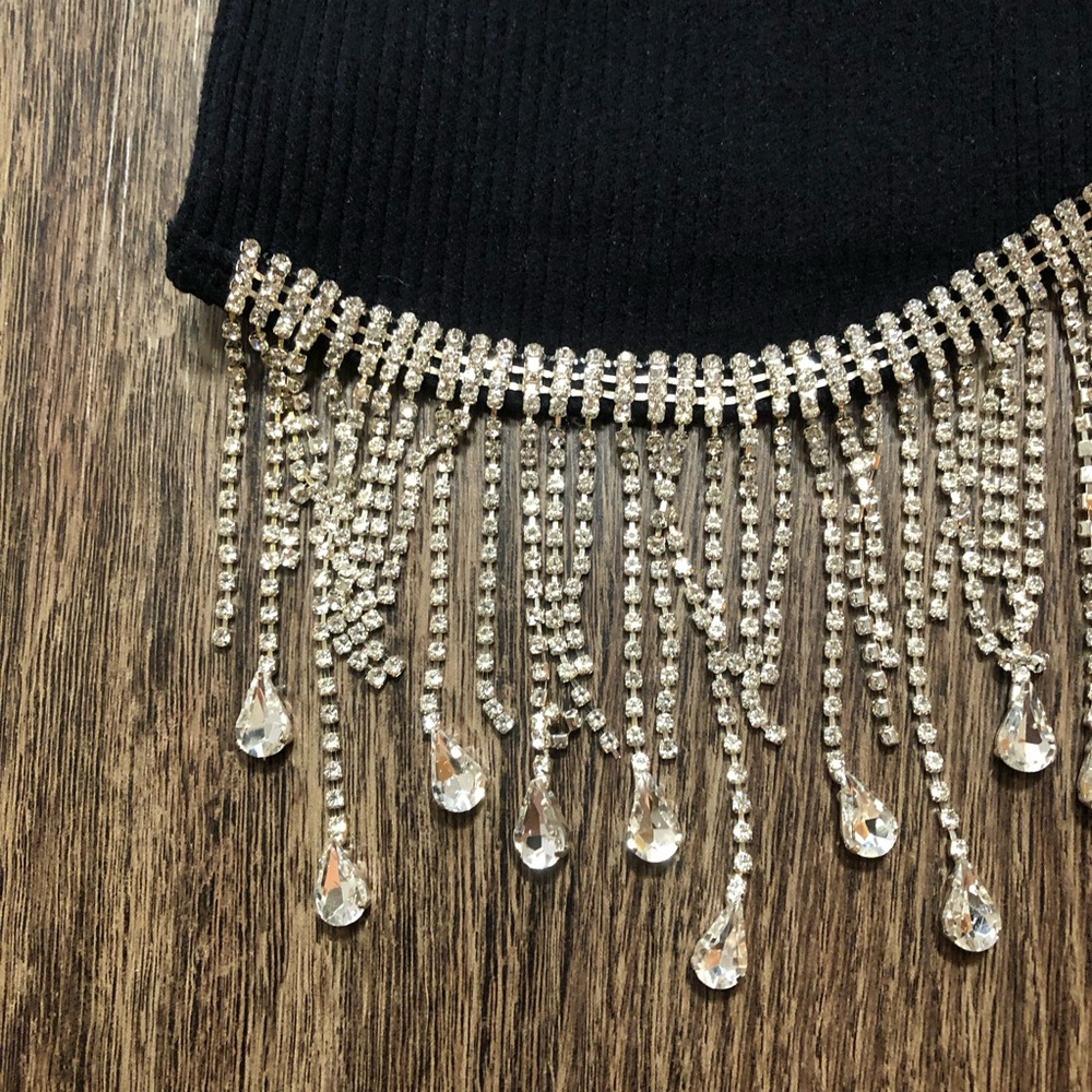 Forever 21 Rhinestone Fringe Ribbed Cropped Tank Top - Picture 10 of 17